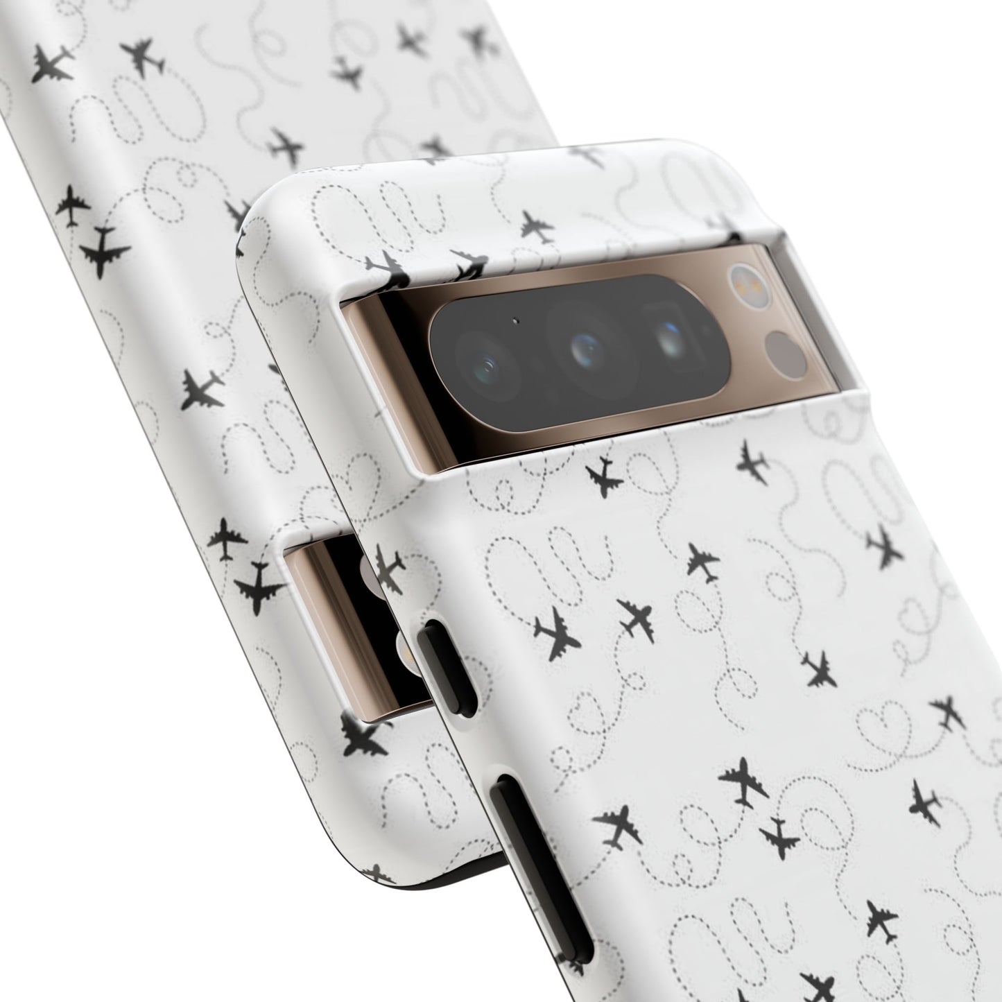 Minimal Paper Airplane Pattern Phone Case – Black White Aesthetic Tough Cover