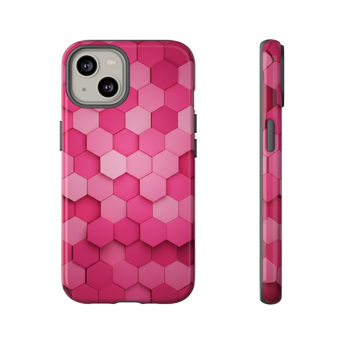 Hot Pink Hexagon Phone Case | Honeycomb Geometric Aesthetic | Cute Pink iPhone & Samsung Tough Protective Case