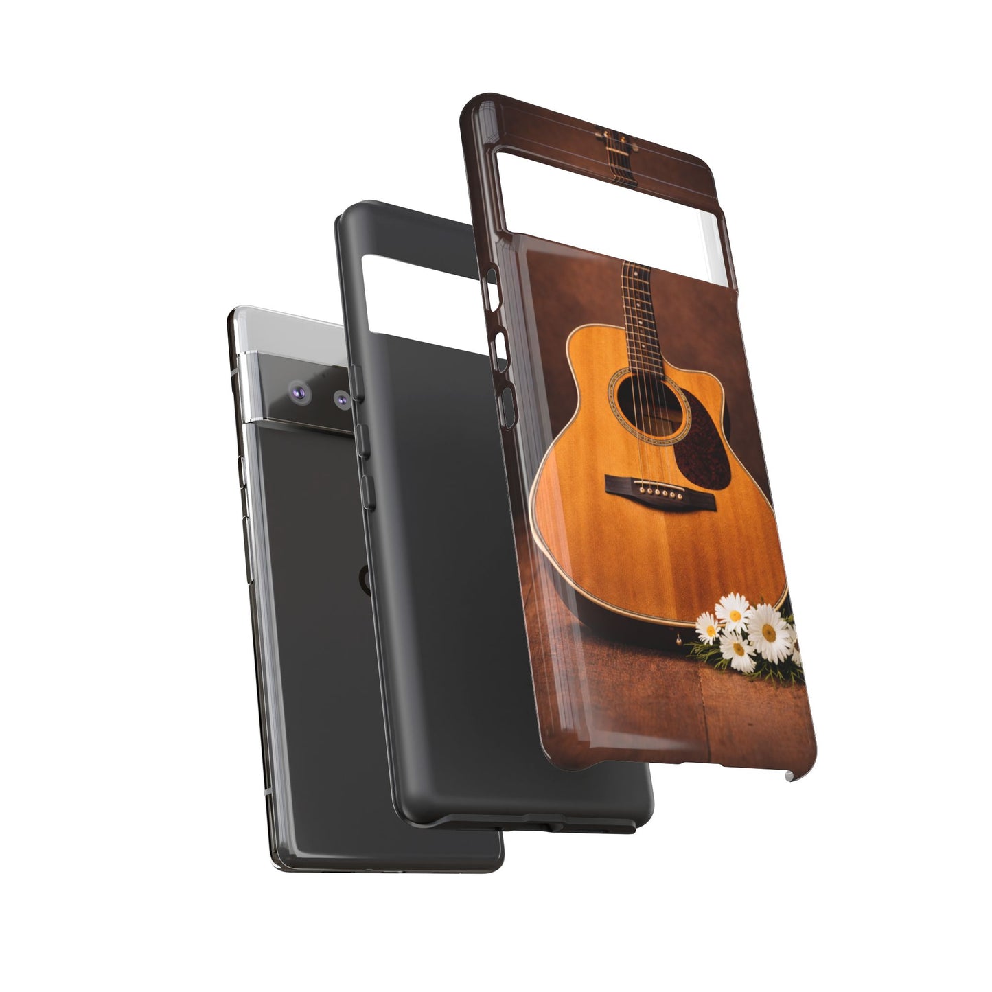 Acoustic Guitar Daisy Phone Case | Rustic Music Lover Tough Cover