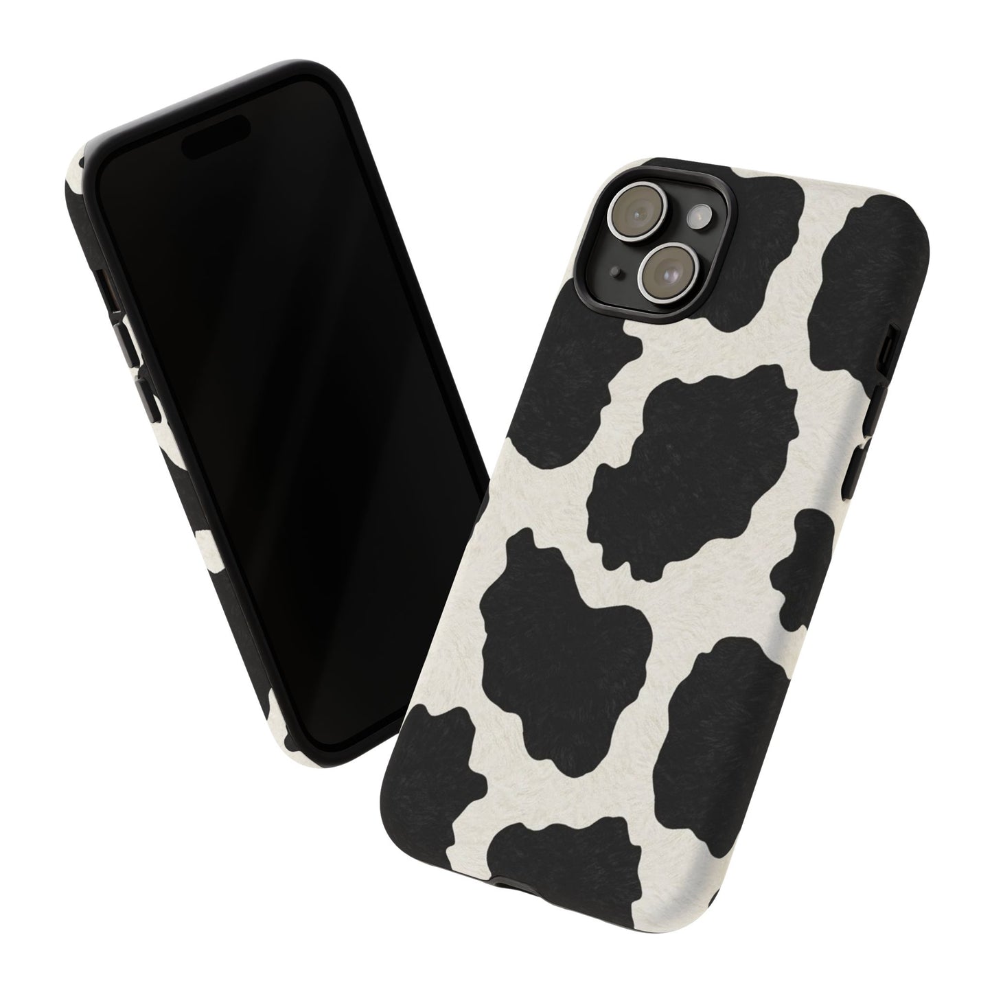 Black & White Cow Print Phone Case | Western Aesthetic iPhone & Samsung Tough Case