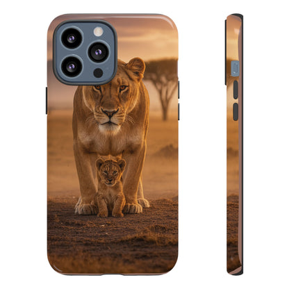 Lioness & Cub Phone Case | Safari Wildlife Tough Case for iPhone & Samsung