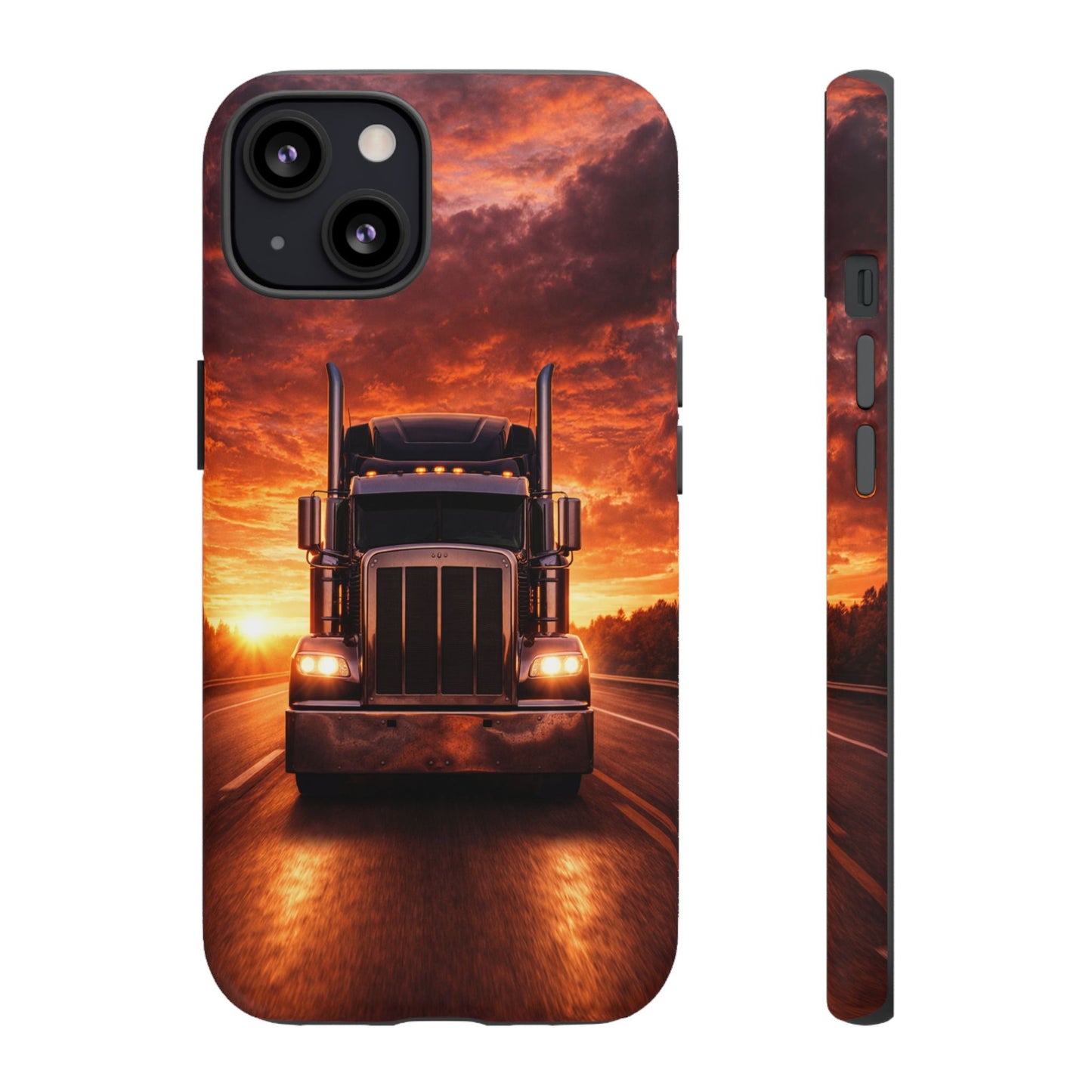 Big Rig Truck Phone Case Sunset Highway Semi Truck iPhone Samsung Cover