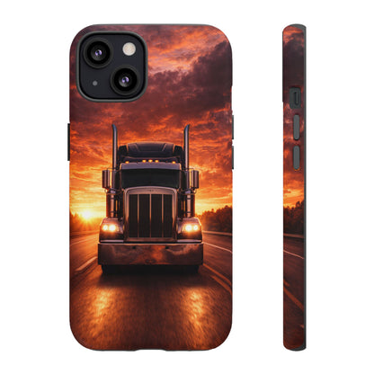 Big Rig Truck Phone Case Sunset Highway Semi Truck iPhone Samsung Cover