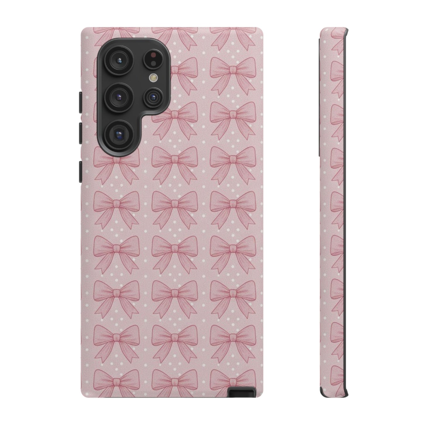 Pink Bow Pattern Phone Case – Soft Coquette Aesthetic Tough Case