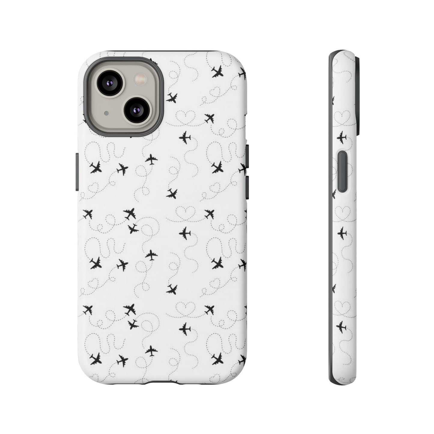 Minimal Paper Airplane Pattern Phone Case – Black White Aesthetic Tough Cover