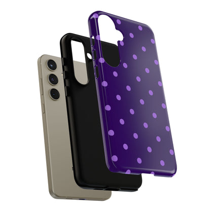 Purple Polka Dot Tough Phone Case – Cute Stylish Durable Protective Cover for Iphone, Samsung Galaxy and Pixel