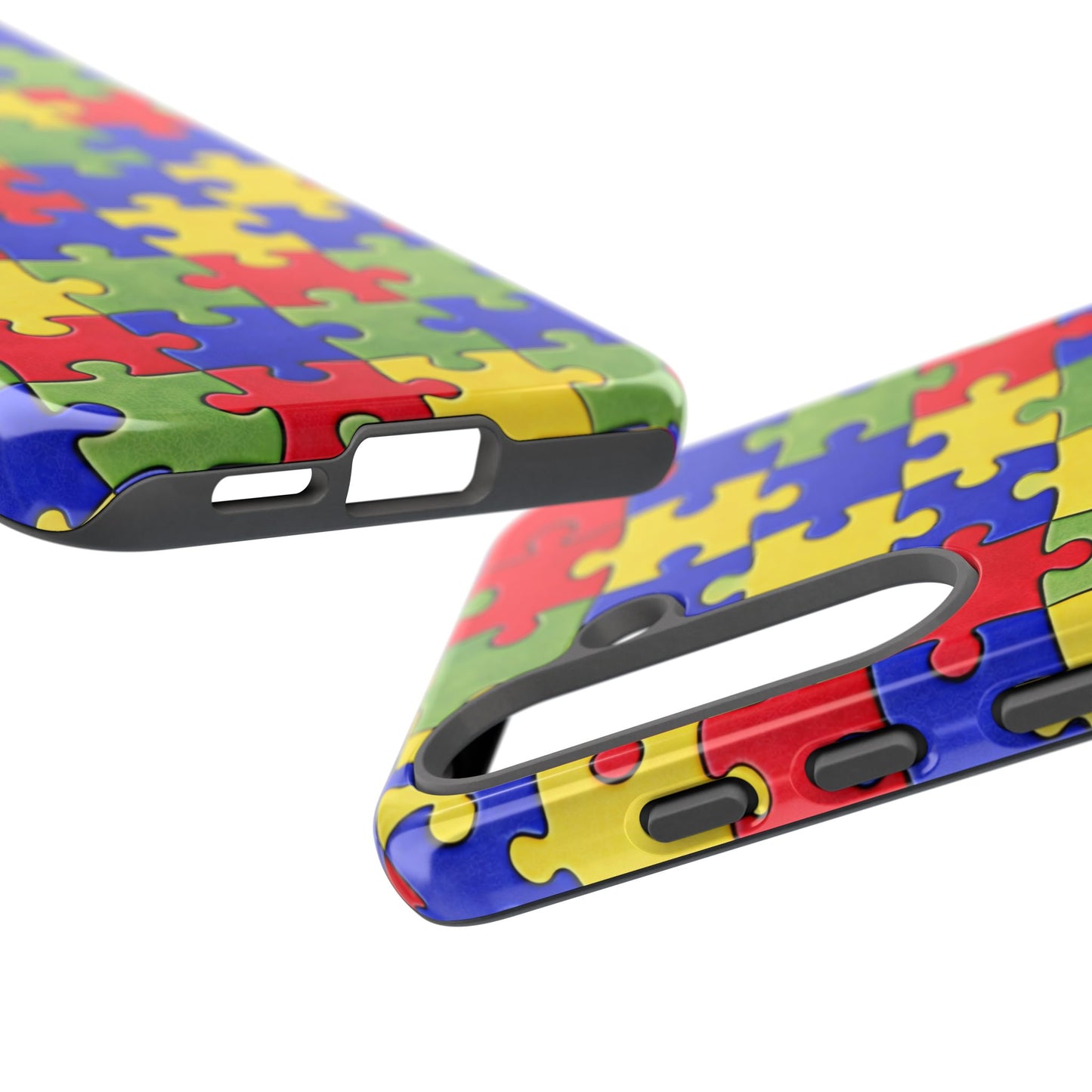 Colorful Puzzle Phone Case, Autism Awareness Jigsaw Design, Tough Protective Case, iPhone & Samsung Case, Vibrant Puzzle Pattern
