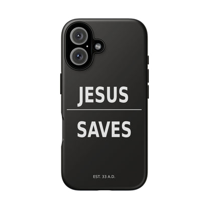 Jesus Saves Phone Case Christian Religious Minimalist Black Tough Cover
