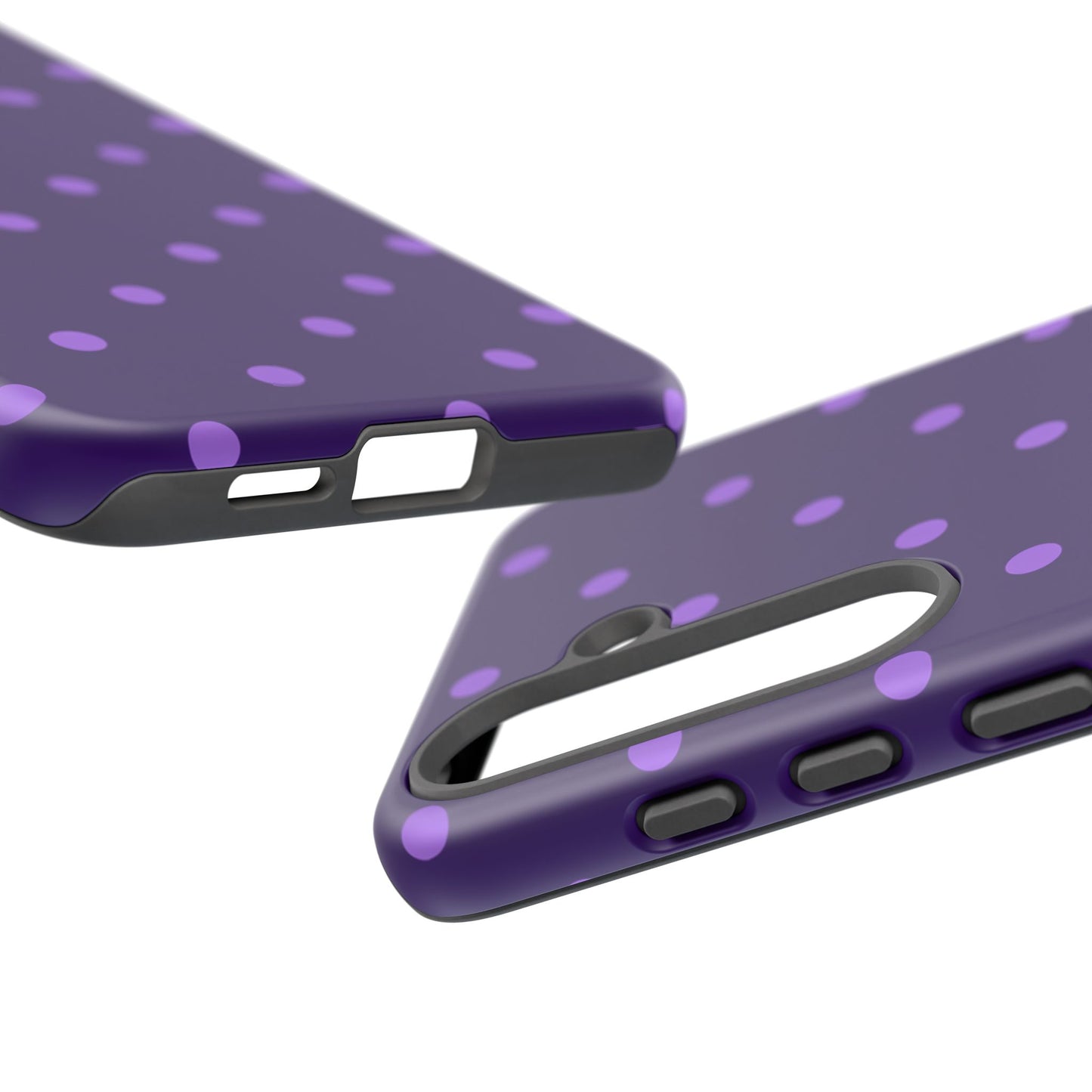 Purple Polka Dot Tough Phone Case – Cute Stylish Durable Protective Cover for Iphone, Samsung Galaxy and Pixel