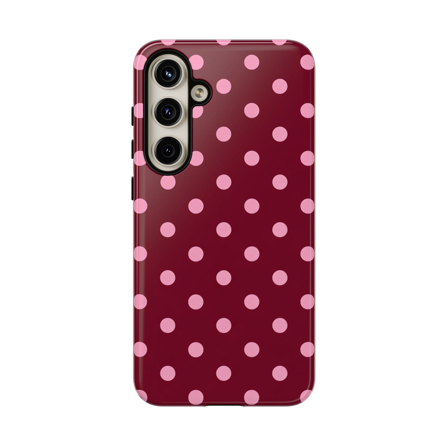 Pink Polka Dot Phone Case – Cute Aesthetic Tough Protective Phone Cover for Iphone, Samsung Galaxy and Pixel