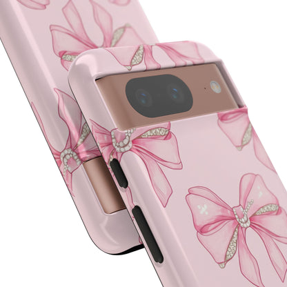 Pink Bow Pattern Phone Case | Coquette Aesthetic Tough Protective Case
