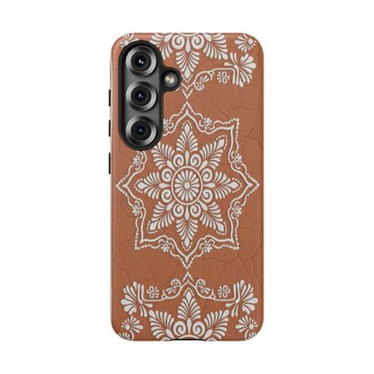 Talavera Terracotta Phone Case | Mexican Floral Pattern iPhone & Samsung Tough Case | Boho Clay Aesthetic Cover