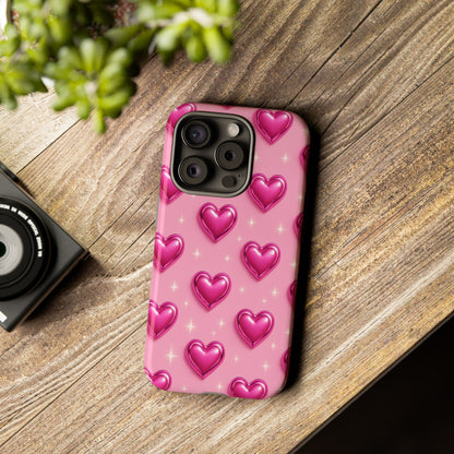 Pink Heart Pattern Phone Case | Tough Protective Case for Iphone, Samsung Galaxy and Pixel
