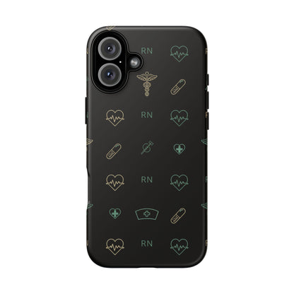 RN Nurse Phone Case – Minimal Medical Icon Pattern Healthcare Worker Tough Case