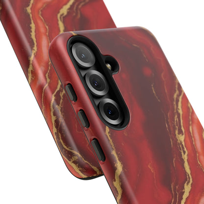 Red Agate Marble Phone Case – Gold Vein Luxury Stone Tough Case (iPhone, Samsung, Pixel)