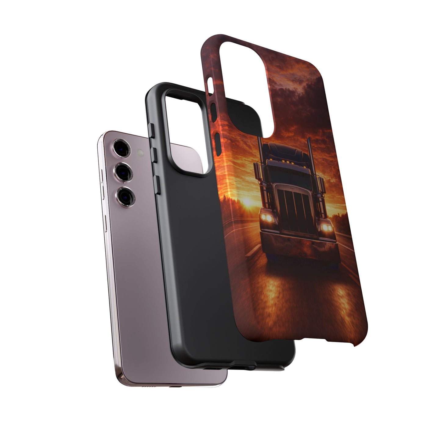 Big Rig Truck Phone Case Sunset Highway Semi Truck iPhone Samsung Cover