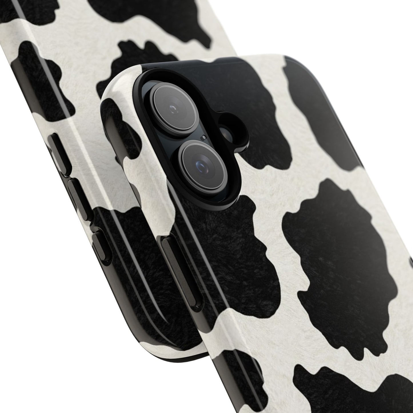 Black & White Cow Print Phone Case | Western Aesthetic iPhone & Samsung Tough Case