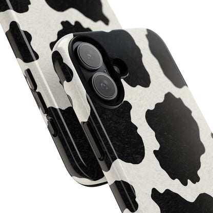 Black & White Cow Print Phone Case | Western Aesthetic iPhone & Samsung Tough Case