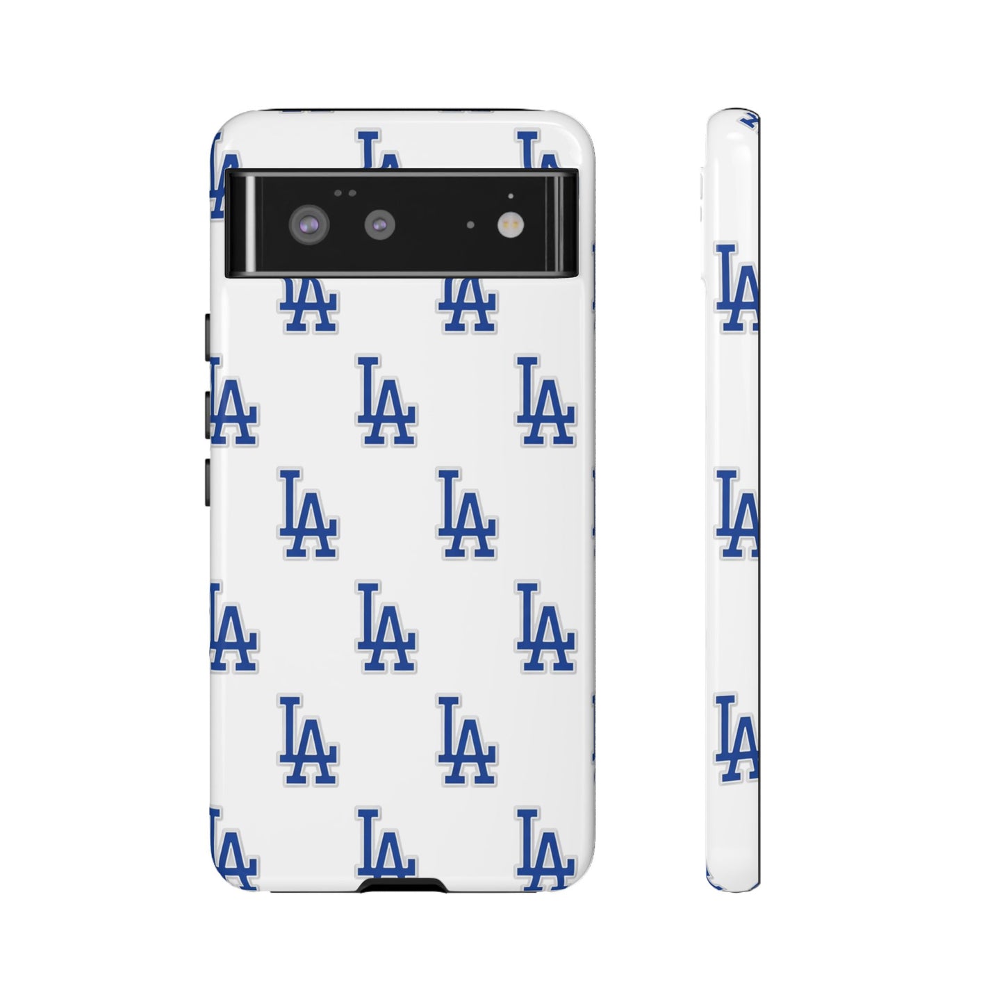 Blue LA Monogram Pattern Phone Case | Minimal Baseball Inspired Tough Cover
