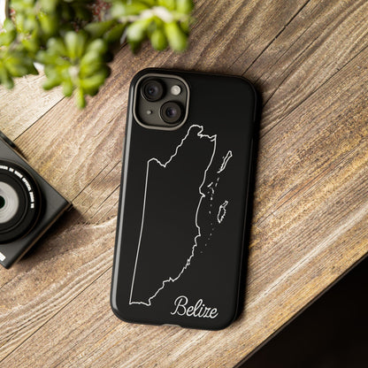 Belize Outline Phone Case – Minimal Country Map Tough Case (iPhone, Samsung, Pixel)