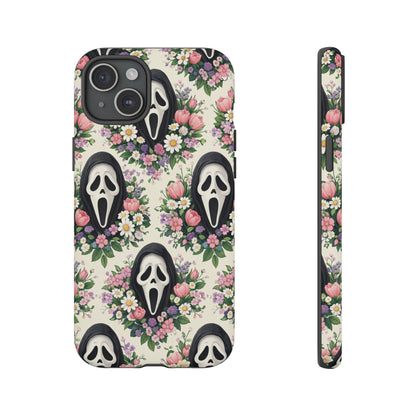 Floral Ghost Face Aesthetic Phone Case – Cute Spooky Tough Cover