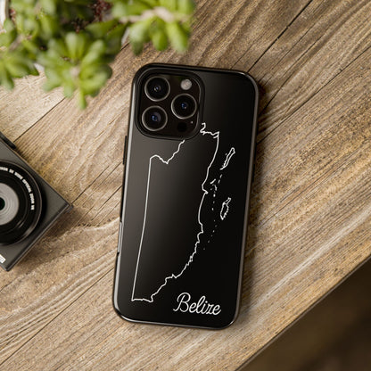 Belize Outline Phone Case – Minimal Country Map Tough Case (iPhone, Samsung, Pixel)