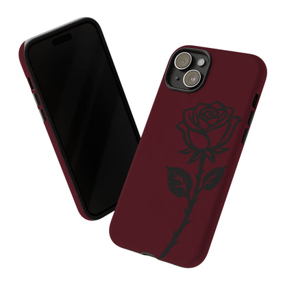 Black Rose Burgundy iPhone Case | Dark Aesthetic Shockproof Protective Cover
