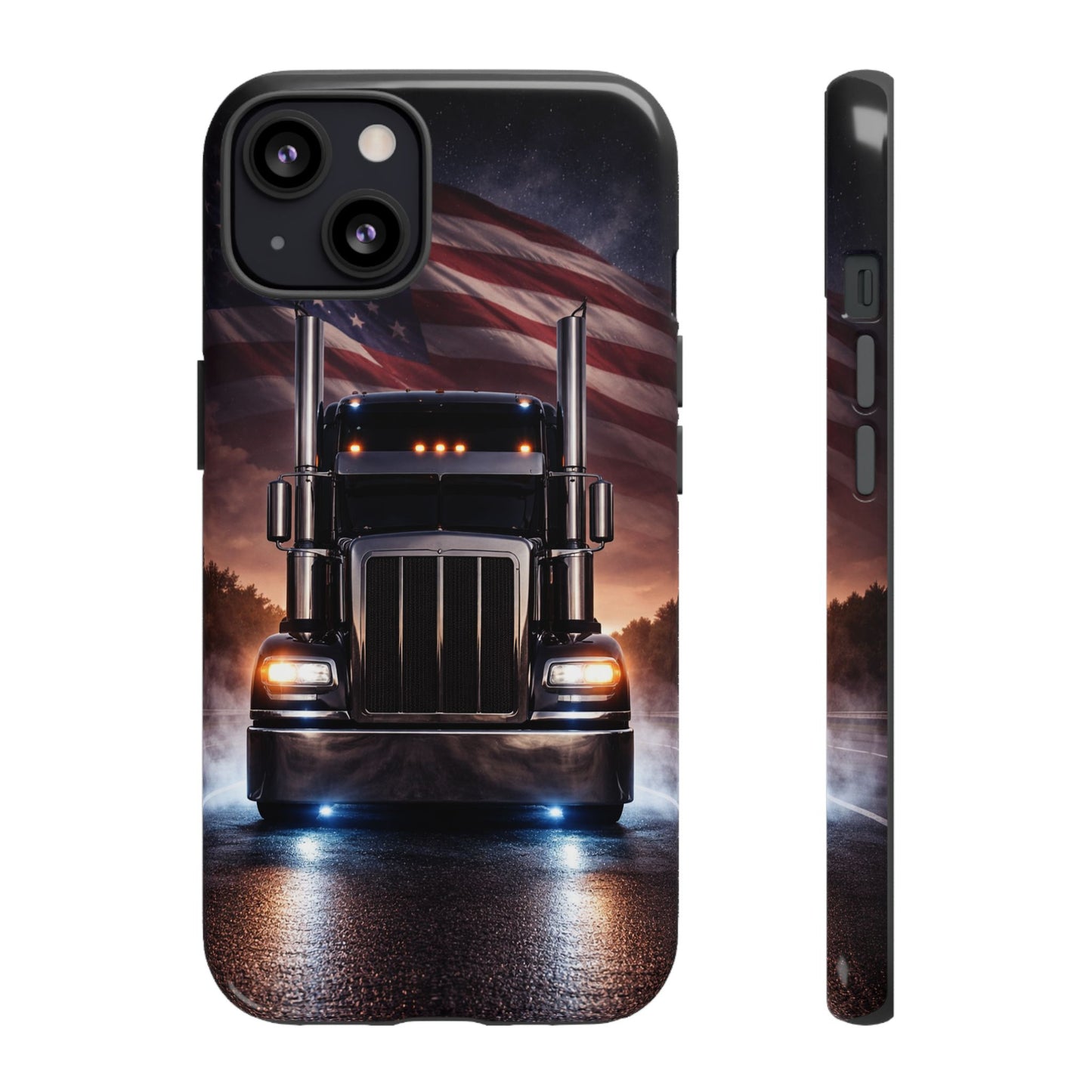 Semi Truck Phone Case American Flag Big Rig Trucker Gift iPhone Samsung