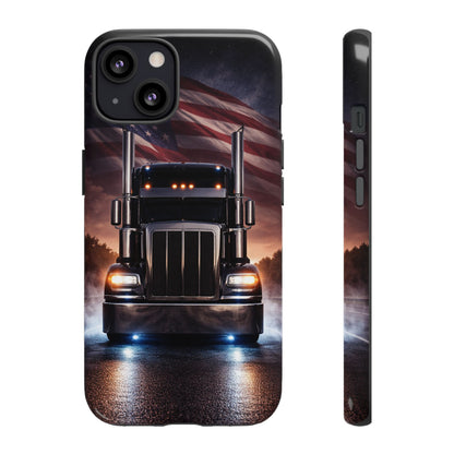 Semi Truck Phone Case American Flag Big Rig Trucker Gift iPhone Samsung