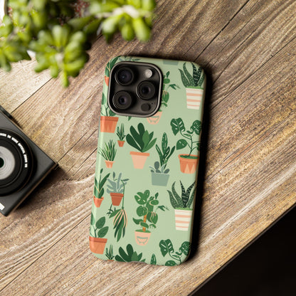 Plant Lover Phone Case | Cute Potted Plants Pattern | Botanical Aesthetic Tough Case