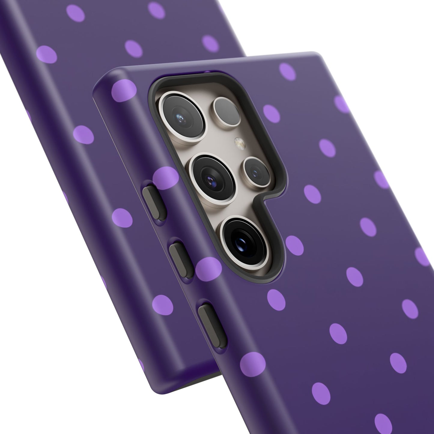 Purple Polka Dot Tough Phone Case – Cute Stylish Durable Protective Cover for Iphone, Samsung Galaxy and Pixel