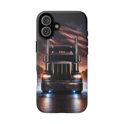 Semi Truck Phone Case American Flag Big Rig Trucker Gift iPhone Samsung