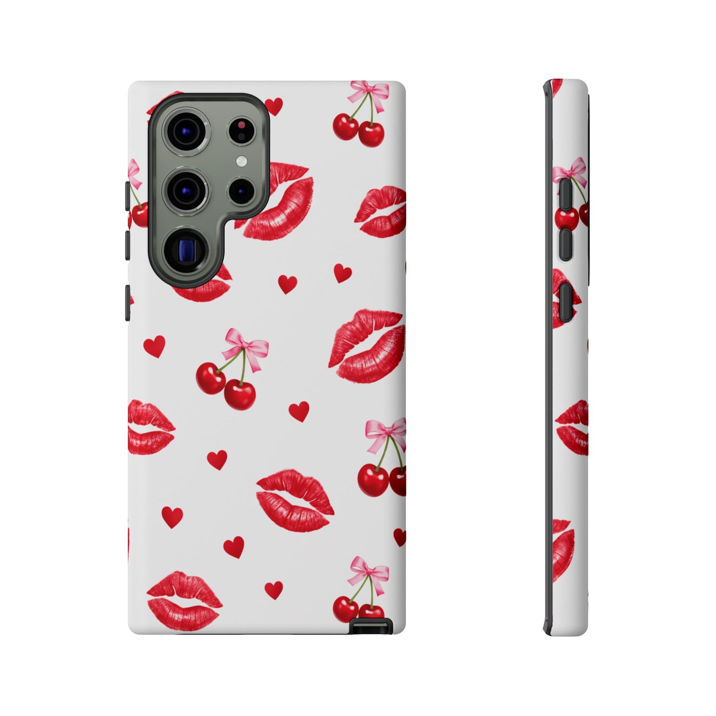 Red Lips & Cherry Phone Case – Y2K Retro Aesthetic Tough Cover