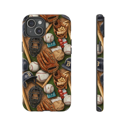 Baseball Gear Collage Phone Case – Vintage Baseball Equipment Sports Tough Case