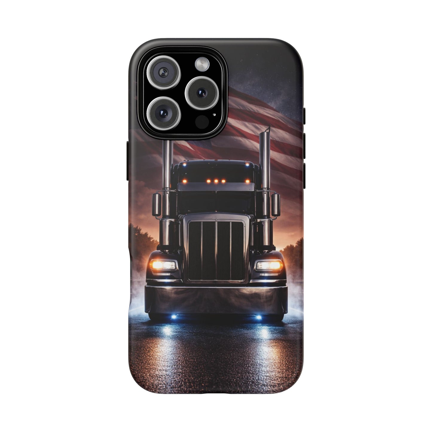 Semi Truck Phone Case American Flag Big Rig Trucker Gift iPhone Samsung
