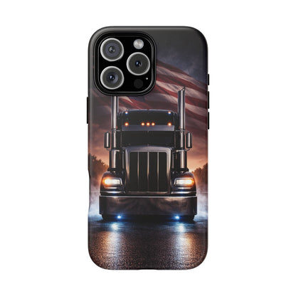 Semi Truck Phone Case American Flag Big Rig Trucker Gift iPhone Samsung