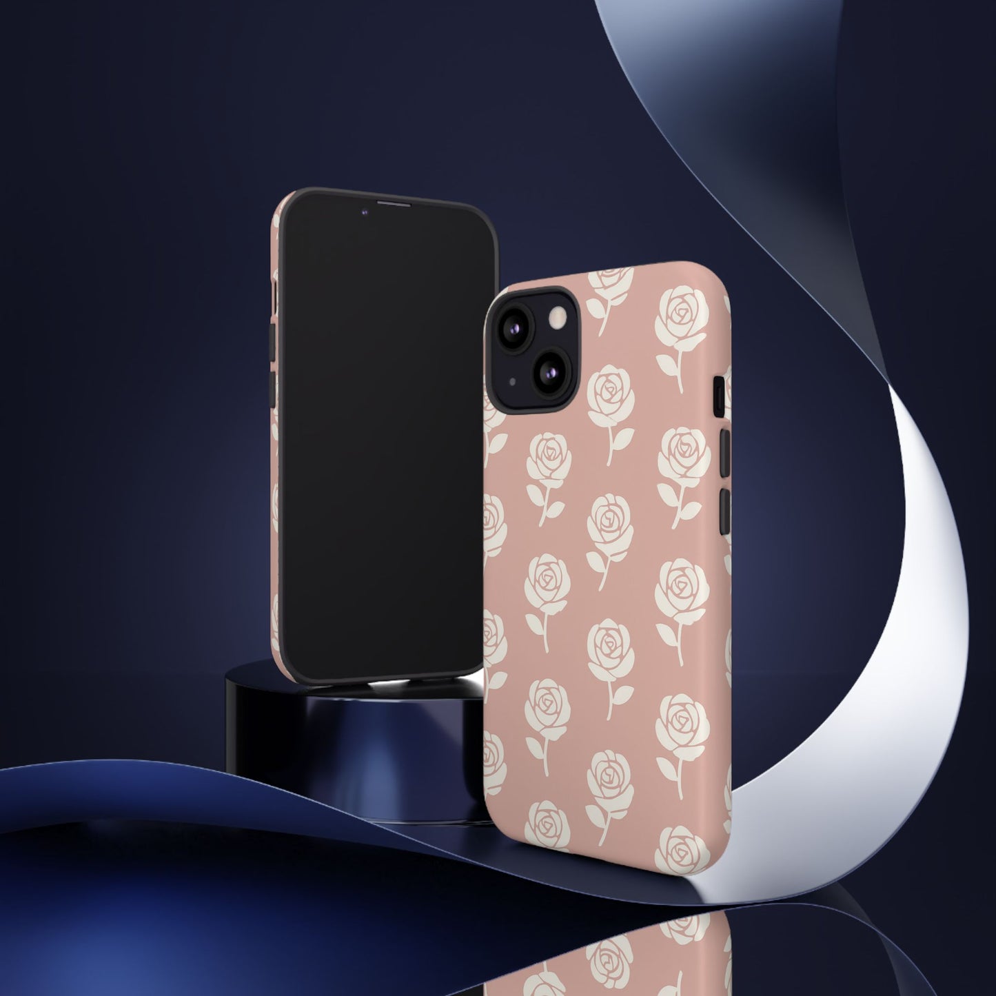 White Rose Pattern Tough Phone Case | Elegant Floral Aesthetic Case for Iphone, Samsung Galaxy and Pixel