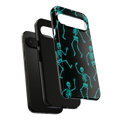 Dancing Teal Skeletons Phone Case | Tough Protective Case for Iphone, Samsung Galaxy and Pixel