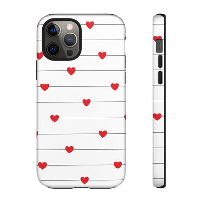 Red Heart Stripe iPhone Case | Tough Shockproof Love Aesthetic Cover