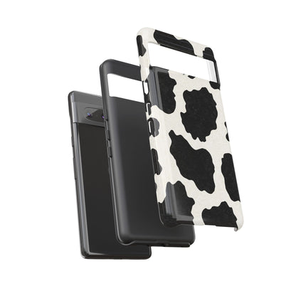 Black & White Cow Print Phone Case | Western Aesthetic iPhone & Samsung Tough Case