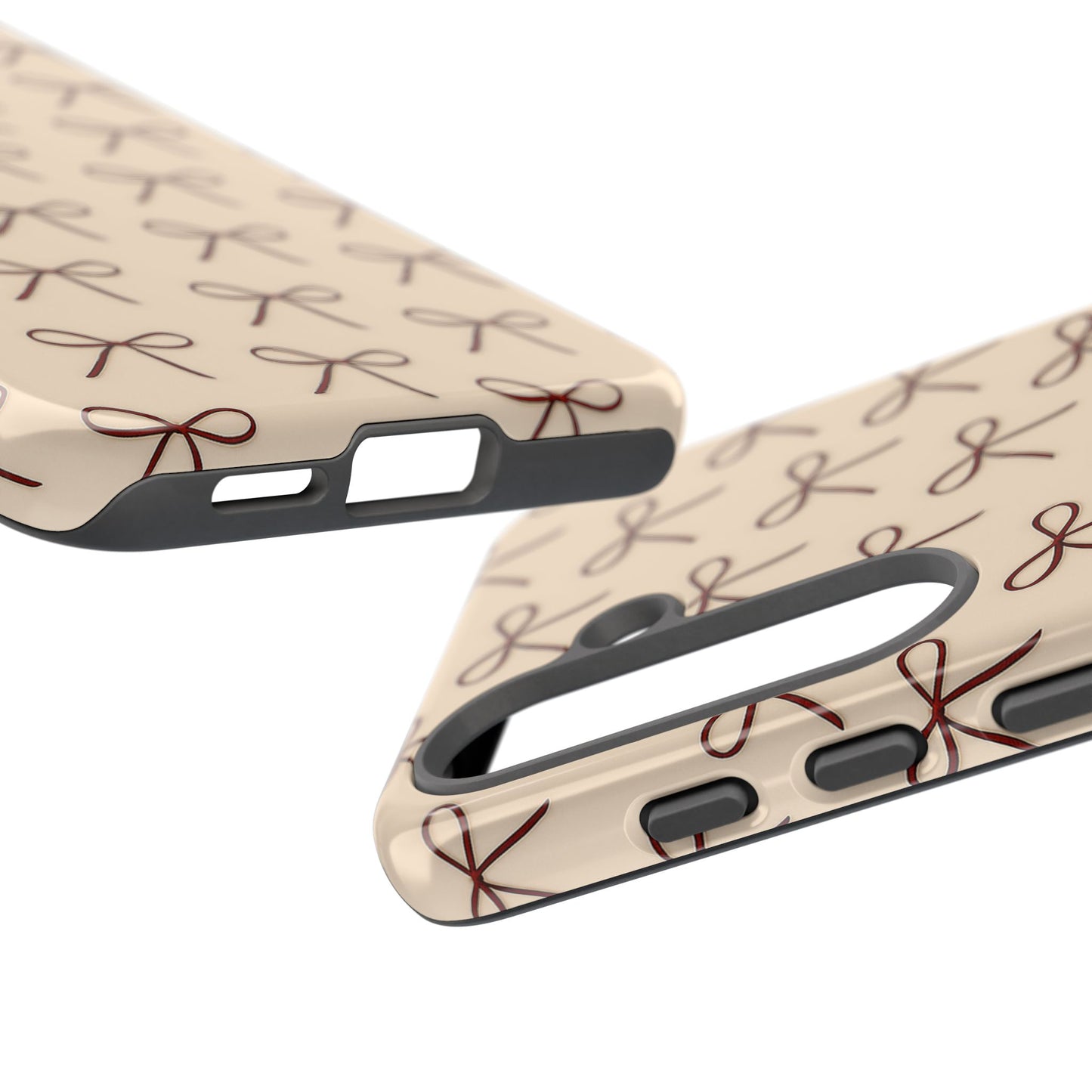 Coquette Bow Phone Case | Neutral Beige Aesthetic iPhone & Samsung Tough Case