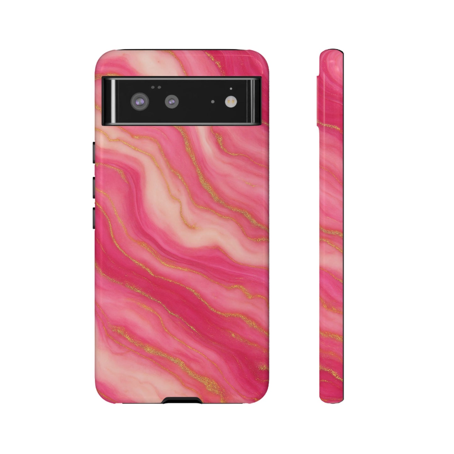 Pink Marble Phone Case | Rose Gold Swirl Aesthetic Tough Protective Case