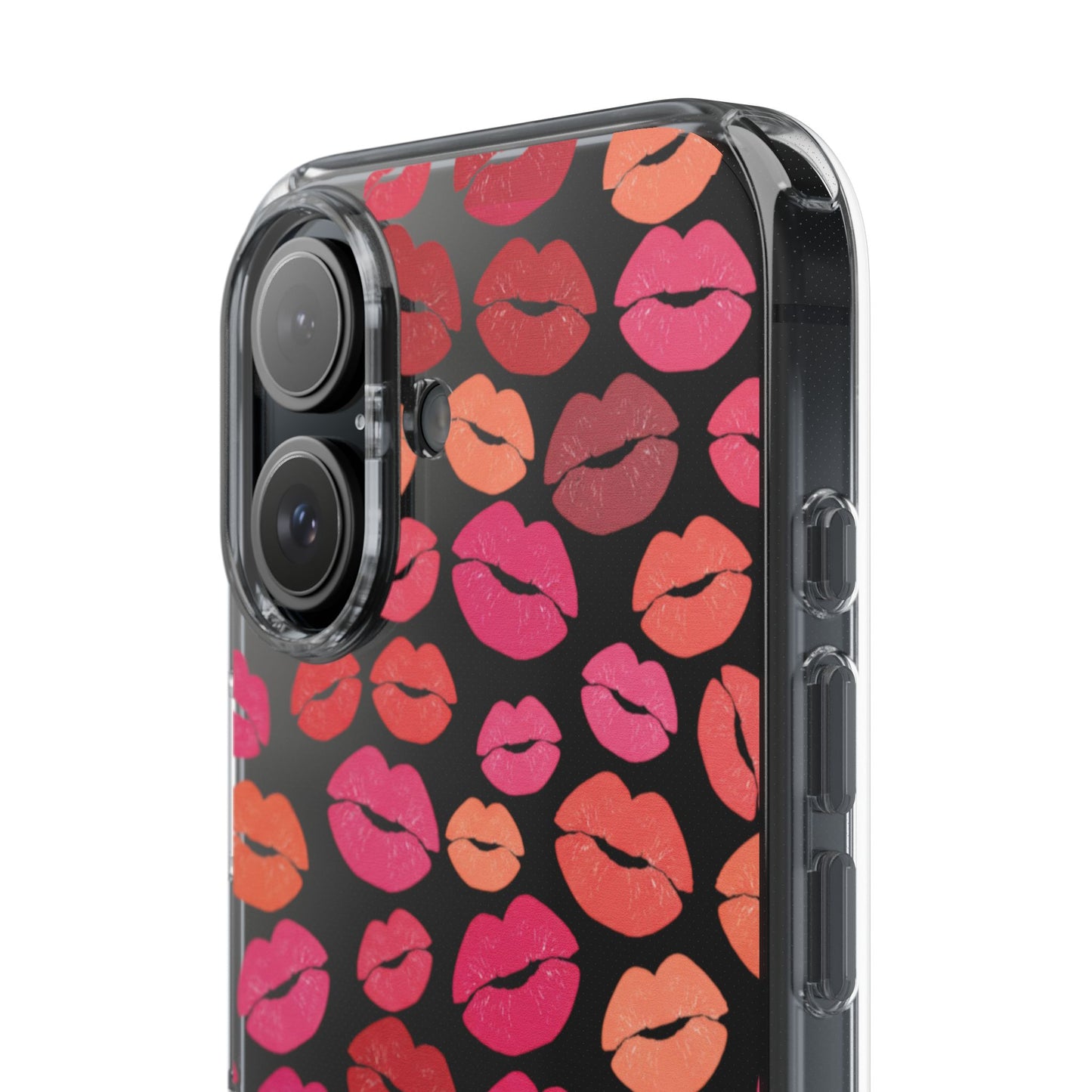 Kiss Print Clear Phone Case | Red Lip Pattern Impact-Resistant Case