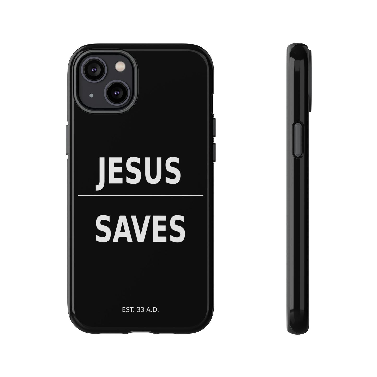 Jesus Saves Phone Case Christian Religious Minimalist Black Tough Cover