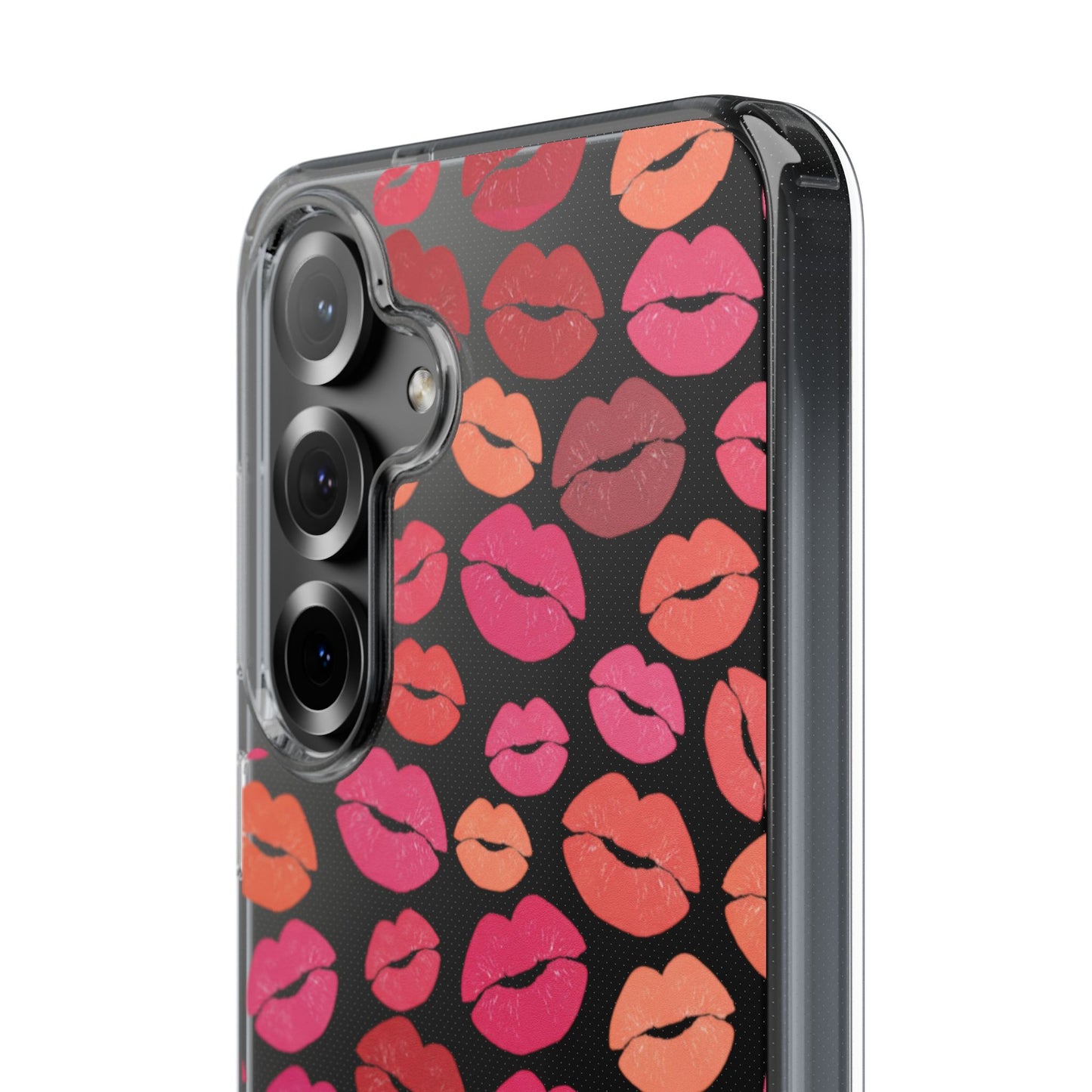 Kiss Print Clear Phone Case | Red Lip Pattern Impact-Resistant Case