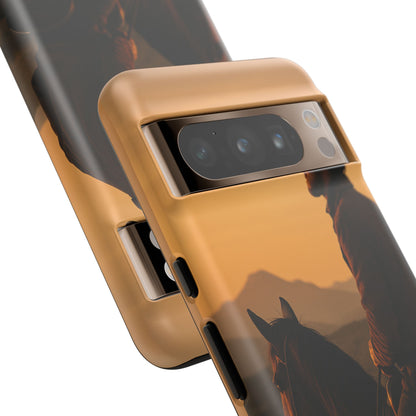 Western Cowboy Sunset Phone Case | Horse Rider Desert Aesthetic Tough Protective Case