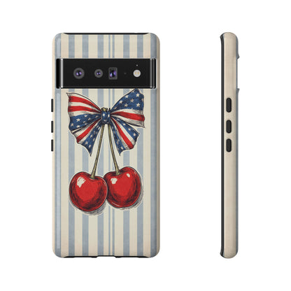 Patriotic Cherry Phone Case Americana Coquette Aesthetic iPhone Samsung