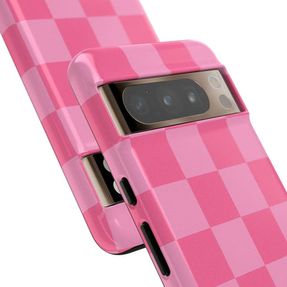 Pink Checkerboard Phone Case | Cute Aesthetic Checkered iPhone & Samsung Tough Case