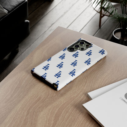 Blue LA Monogram Pattern Phone Case | Minimal Baseball Inspired Tough Cover