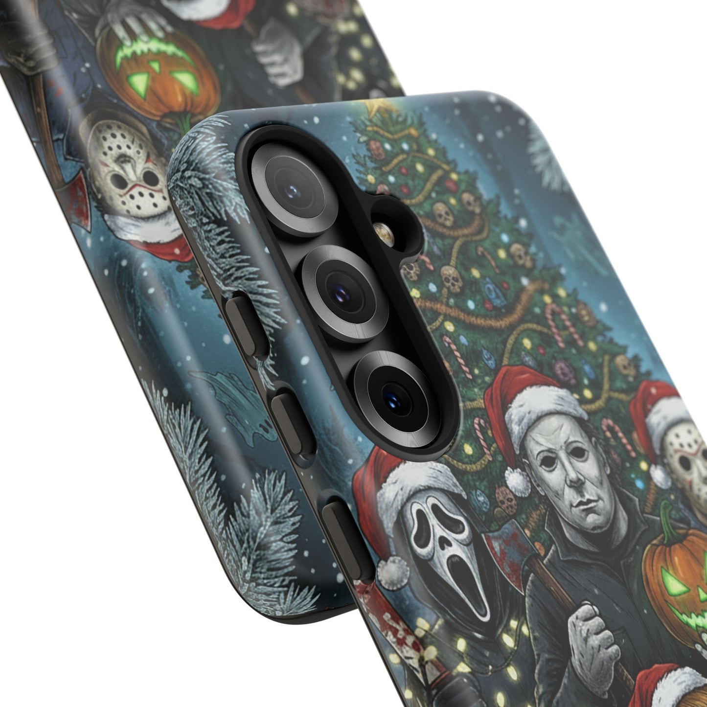 Christmas Horror Phone Case – Festive Slasher Collage Tough Case (iPhone, Samsung, Pixel)